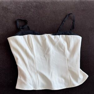 Reformation Cream and Black Bustier Top